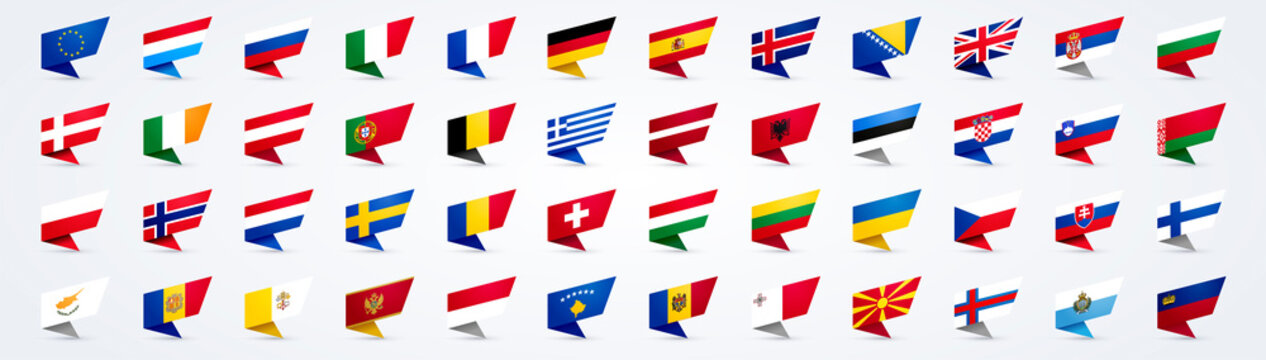 Vector Illustration Giant Europe Flag Set