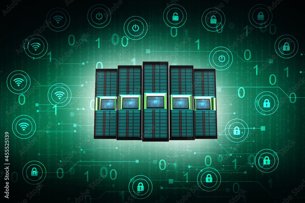 Poster 3d rendering database storage data base