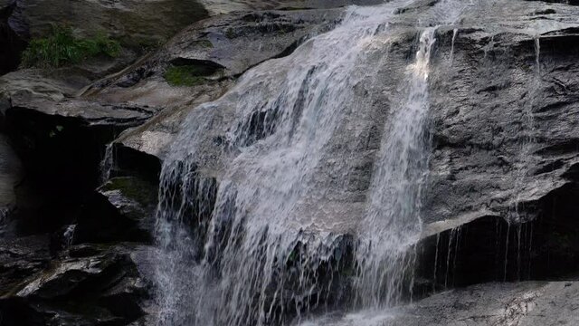 Stream Waterfall on mountain river - (4K)