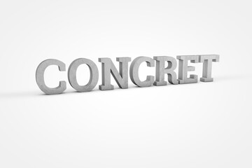Concrete letters on a white background