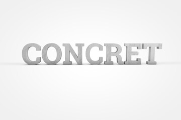 Concrete letters on a white background