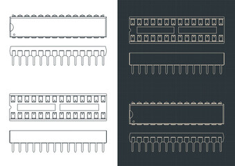 Microcontroller and DIP socket blueprints