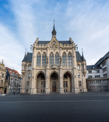 Fototapeta na wymiar Erfurt City Hall (Rathaus) at Fischmarkt Square - Erfurt, Thuringia, Germany