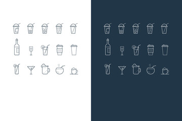 Set of icons with drinks and beverage
