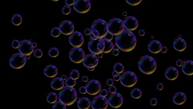 abstract colorful bubbles animation on green background. Viscous liquid bubbles motion animation. Concept of natural essential oil for cosmetics. Macro 3D render of fluid flow.