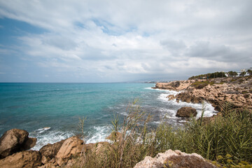 Fototapeta na wymiar Natural landscape overlooking the Mediterranean Sea in Cyprus
