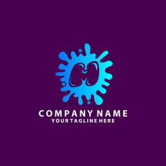 Negative Space M letter logo icon in water splash shape design template.