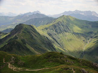 Panorama of the Alps opening from Mittelberg, Austria