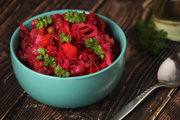 Russian traditional vegetable salad Vinegret