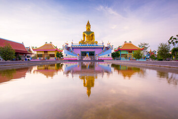 Golden buddha and beautiful sky,The Buddha With Beautiful Sunset Sky Background, Golden Buddha and Green Leaf, Buddha Background