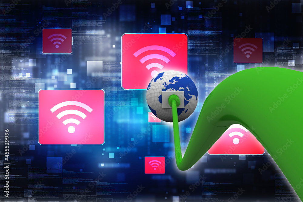 Poster 3d rendering network connection, internet communication and computer technology concept, closeup vie