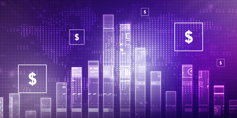 2d rendering Stock market online business concept
