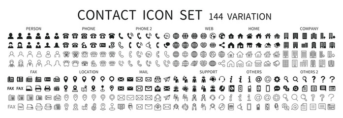 Contact related icon set 144 - obrazy, fototapety, plakaty