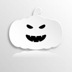 Halloween pumpkin icon in paper cut style. Vector illustration.