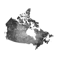 Old abstract grunge map of Canada with ancient map and letters on white background. Vector EPS 10.