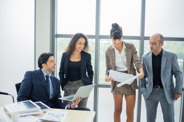 Businessmen people discussing at office during business meeting