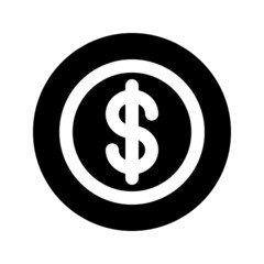 Illustration vector graphic icon of Dollar Coin Icon. Solid Style Icon. Vector illustration isolated on white background. Perfect for website or application design.