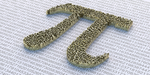 Math and science concept, Pi Greek letter, mathematical symbol and decimal sequence. 3d illustration