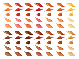 落ち葉のイラスト素材セット_紅葉と枯れ葉_普通っぽい葉っぱ_フラット