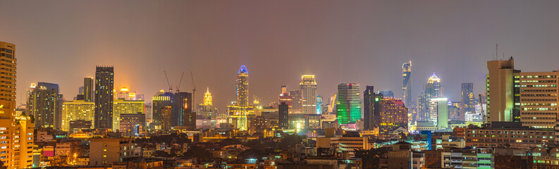 The panoramic cityscape of Bangkok at night
