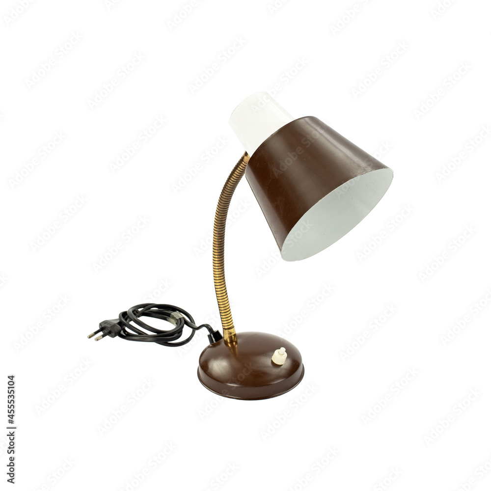 Wall mural Brown desk lamp on white background