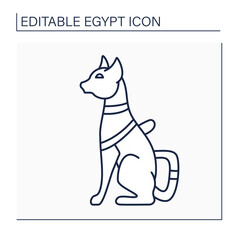 Egypt cat line icon. Egyptian mau. Respected animal.Iconic animals in ancient Egyptian art and culture. Egypt concept. Isolated vector illustration. Editable stroke