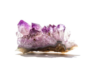 Amethyst gemstone on a white background