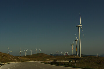 Park with wind turbines to produce electricity by exploiting the power of the wind.
