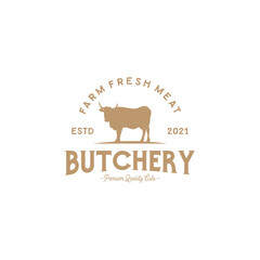 Butcher shop logo vector illustration