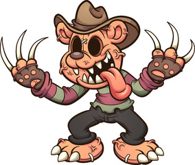Evil Teddy bear with big claws. Vector clip art illustration with simple gradients. All on a single layer.

