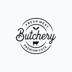 Fototapeta premium Butcher shop logo vector illustration