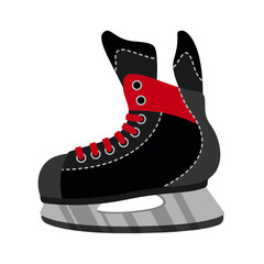 Ice hockey skates flat design on white background isolated icon. Sport boots vector illustration.