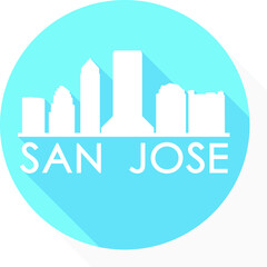 San José Province, San José, Costa Rica Round Button City Skyline Design. Silhouette Stamp Vector Travel Tourism.
