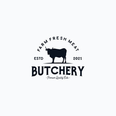 Butcher shop logo vector illustration