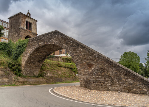 Portomarin, Lugo, Galicia, Spain. Located on the pilgrimage route known as the French Way of the Camino de Santiago