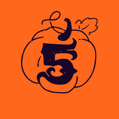 Number five logo in pumpkin with grunge texture.