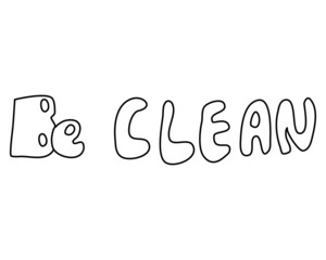 The word to be clean is drawn by hand with an outline. Vector illustration