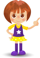 Cute little girl in standing position kids Cartoon
