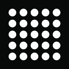 White dots on black background.