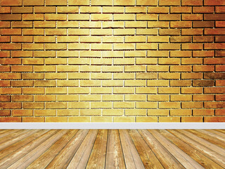 Interior background brick wall with floor.