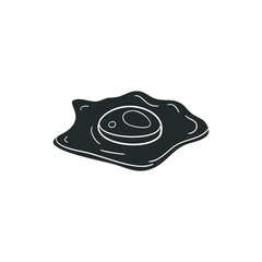 Fried Egg Icon Silhouette Illustration. Breakfast Food Vector Graphic Pictogram Symbol Clip Art. Doodle Sketch Black Sign.