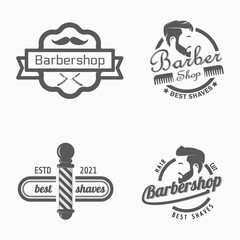 collection barber shop logo design template. vintage style logo