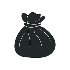 Bag Icon Silhouette Illustration. Money Sack Vector Graphic Pictogram Symbol Clip Art. Doodle Sketch Black Sign.