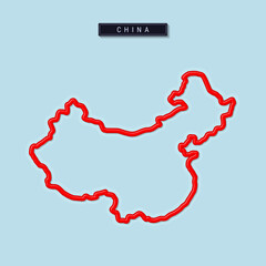 China bold outline map. Vector illustration