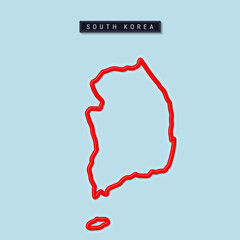 South Korea bold outline map. Vector illustration