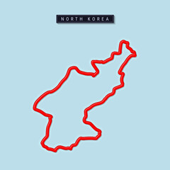 North Korea bold outline map. Vector illustration