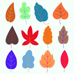 Obraz premium Set of colorful autumn leaves. Vector illustration. Doodle style illustration. Autumn texture. Print for printing on textiles, printing and interior decor.