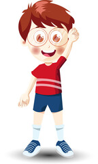 Cute happy smiling child isolated on white kids Cartoon