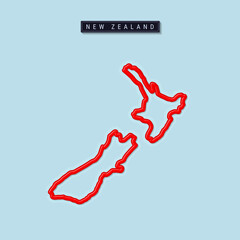 New Zealand bold outline map. Vector illustration