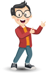 
Cute happy smiling boy isolated on white kids Cartoon